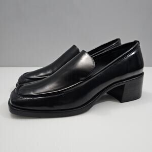NEW Reformation Noah Loafer Womens 11 Black Leather Slip On Heel Classic Preppy